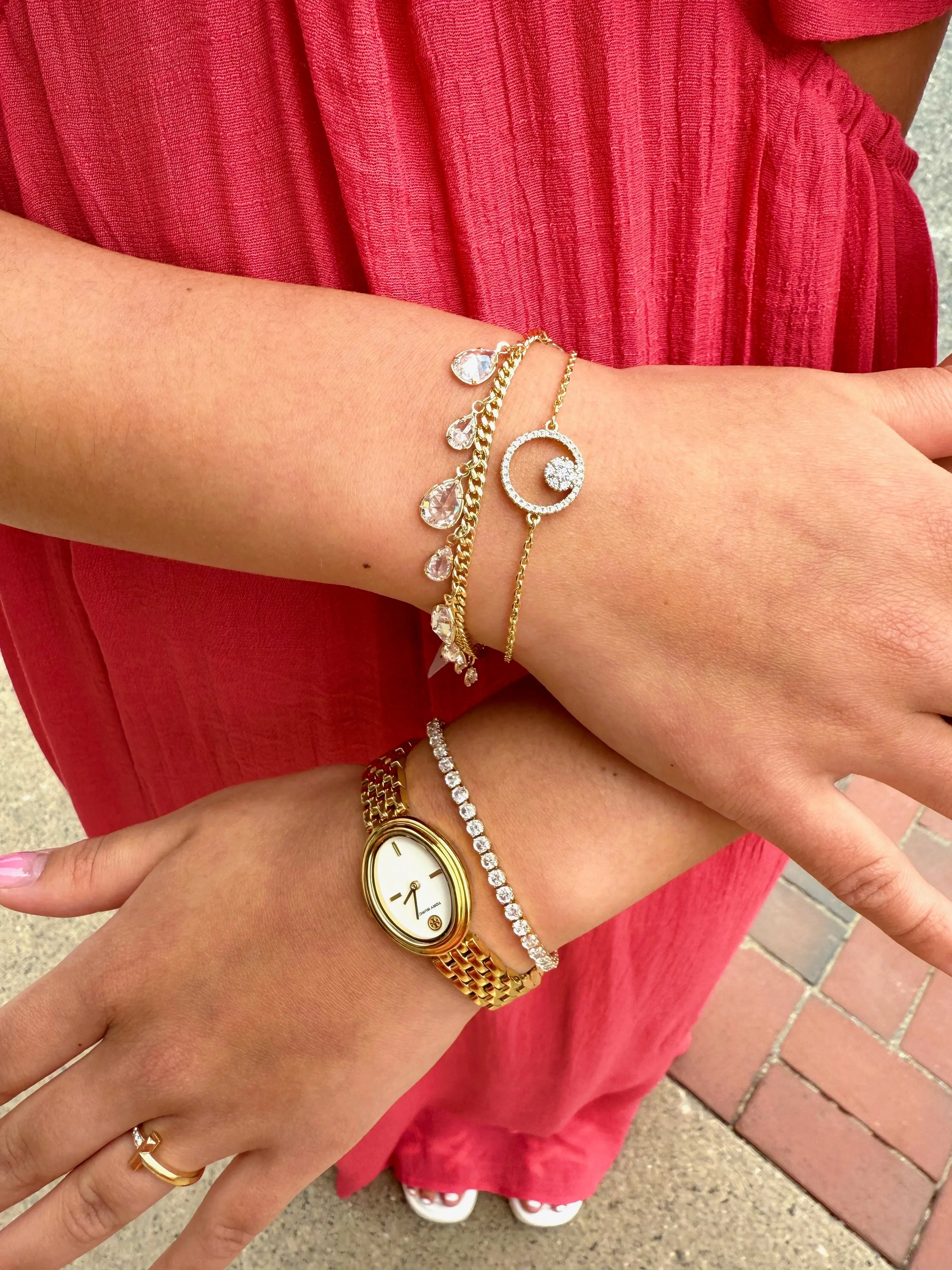 14k GP CZ Droplet Bracelet