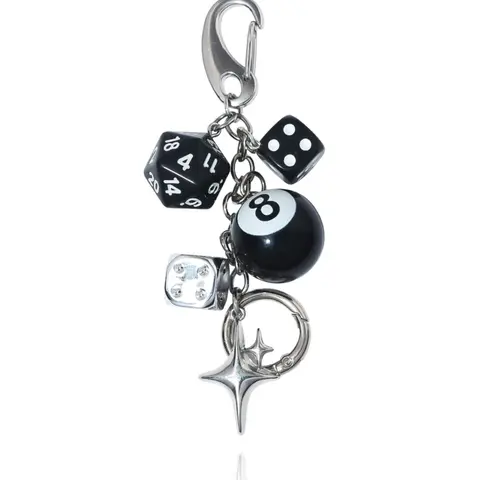 Billiard 8 Ball Charm Keychain, Cute keychains for car keys, Cute Dice Design Keychain for Car Keys for Women & Men, Fashion Accessories for Bag Purse Handbag, Keychain For Bags, Fashionable Alloy Keychain, Keychain Jewelry