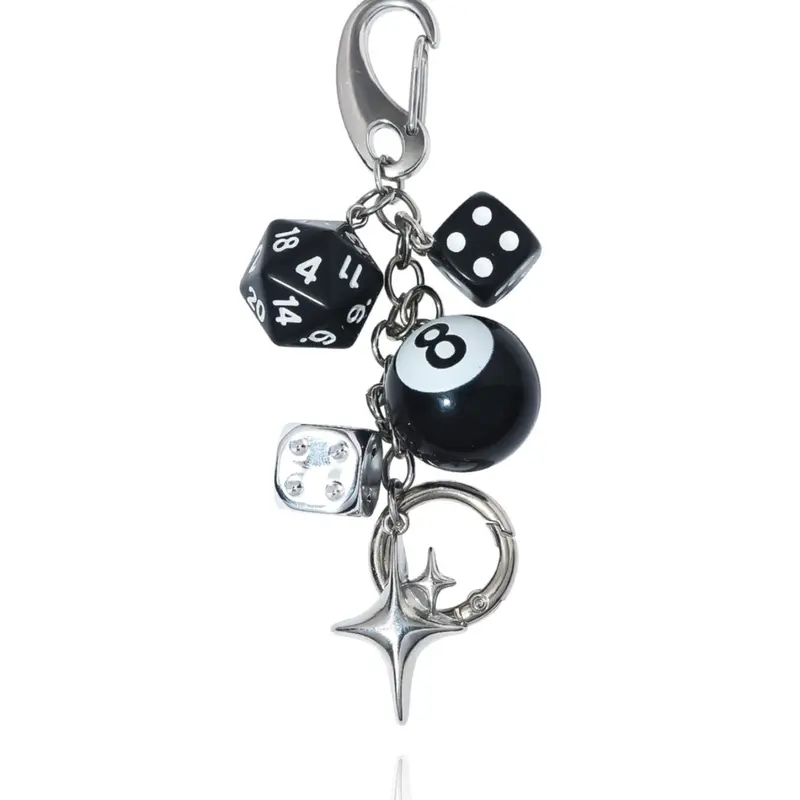 Billiard 8 Ball Charm Keychain, Cute keychains for car keys, Cute Dice Design Keychain for Car Keys for Women & Men, Fashion Accessories for Bag Purse Handbag, Keychain For Bags, Fashionable Alloy Keychain, Keychain Jewelry