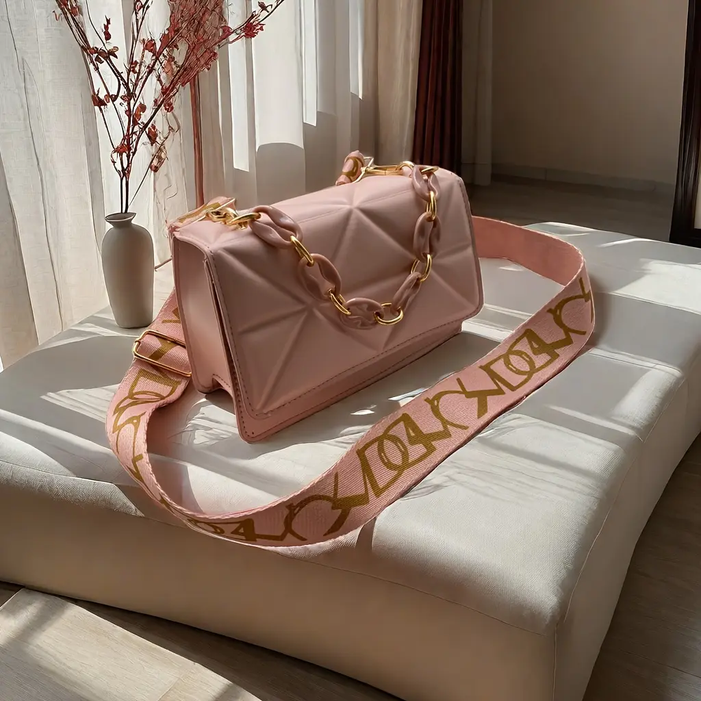 [Vintage Shoulder Bag] Stylish Single-Shoulder Bag - Simple and Casual Handbag with Wide Shoulder Strap & Chunky Chain, New Fashionable Vintage Style Small Bag