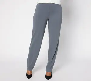 Susan Graver Petite Milano Knit Straight Leg Pull-On Pants