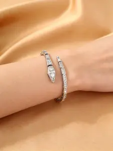 Unique Snake Bone Chain Bracelet with Micro Paved Zirconia, Commuting Date High-End Jewelry, Stylish Accessory for Women