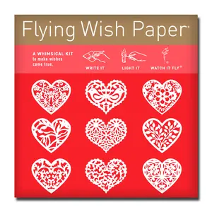 SCARLET HEARTS Flying Wish Paper - Love Wishes That Set Hearts Ablaze | Mini Activity Set with Wish Writing Paper Sheets, Launch Platforms & Gold Pencil – Perfect Gift for Valentine’s Day, Anniversary Celebration & Self-Love Moments