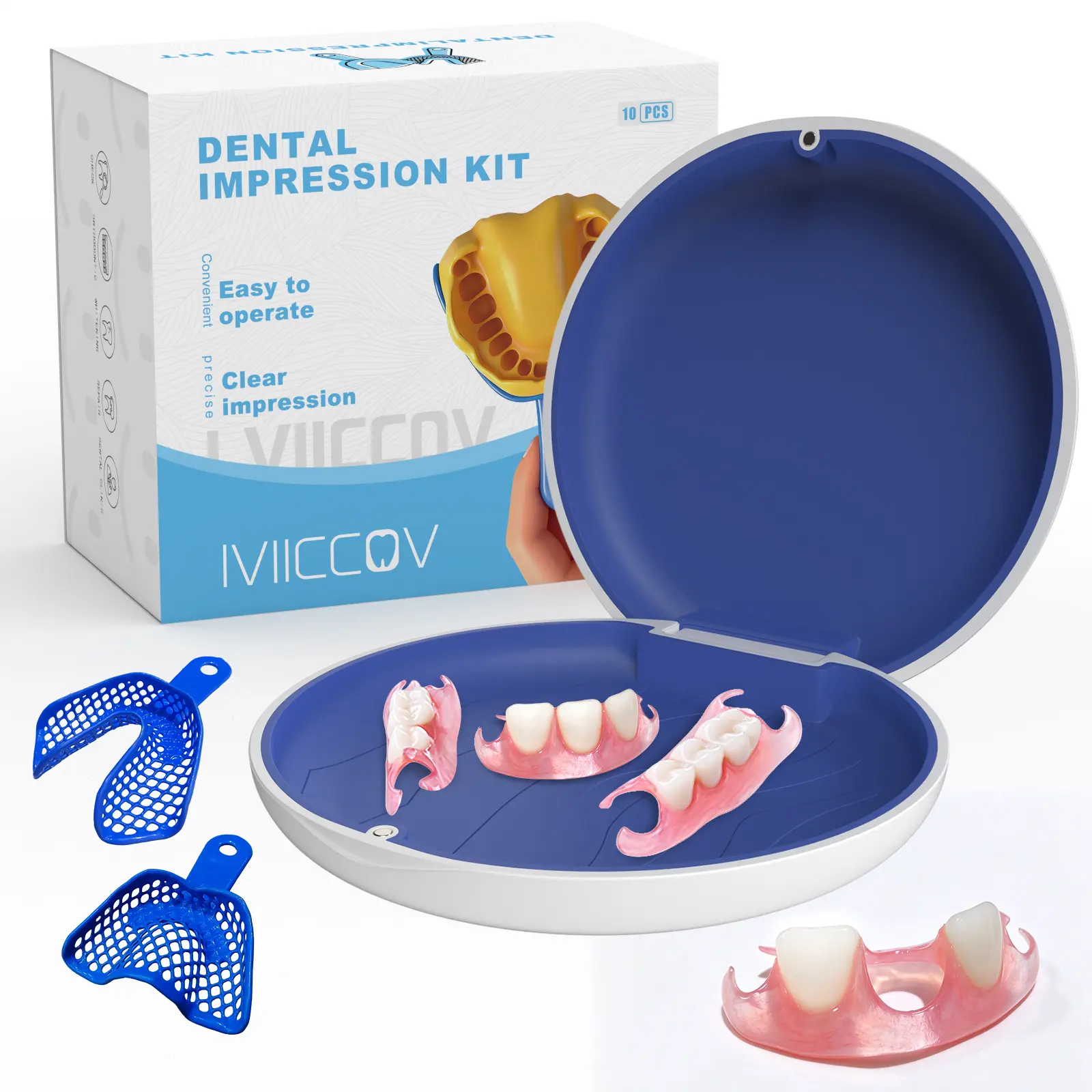 Iviiccov Custom Flipper Oral Kit - Cost-Effective DIY Partial Denture Prosthetic, Professional Removable, Natural-Looking Clip-In 1+/Multi Teeth, Silicone Storage for Adult Daily Tooth Gap Filling