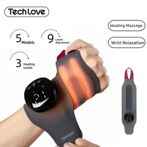TECH LOVE Upgraded Hand Massager Wristband with Comfort Heat for Arthritis and Carpal Tunnel Relief,  5 modes, 9 levels of adjustment, Portable Heat Wrap Pad Cordless , Perfect Gift for Men & Women