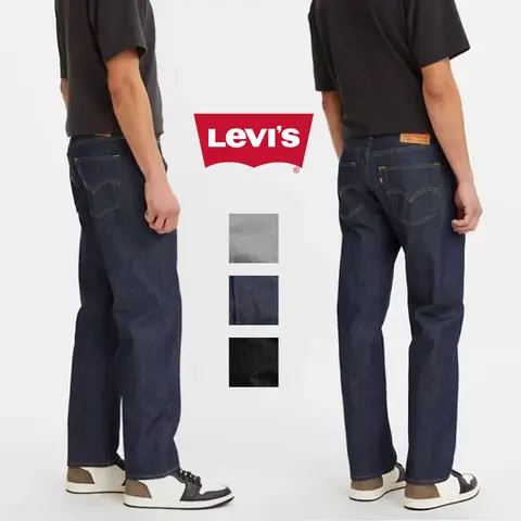 LEVI'S Men's Levis 501 Original Shrink-To-Fit Jeans Rigid Black 501-2226 Rigid Silver 501-1403 Rigid Dark 501-0000 Hip Hop Original Denim Jeans