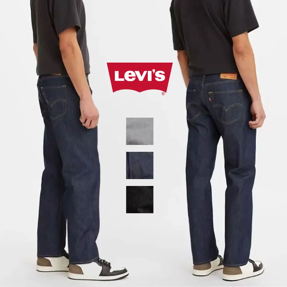 LEVI'S Men's Levis 501 Original Shrink-To-Fit Jeans Rigid Black 501-2226 Rigid Silver 501-1403 Rigid Dark 501-0000 Hip Hop Original Denim Jeans
