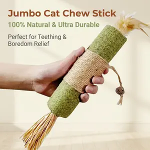 Interactive Cat Chew Toy – Natural Catnip, Raffia & Sisal Rope Chewing Stick – Natural Dental Care, Teeth Grinding & Playtime Engagement for Indoor Cats