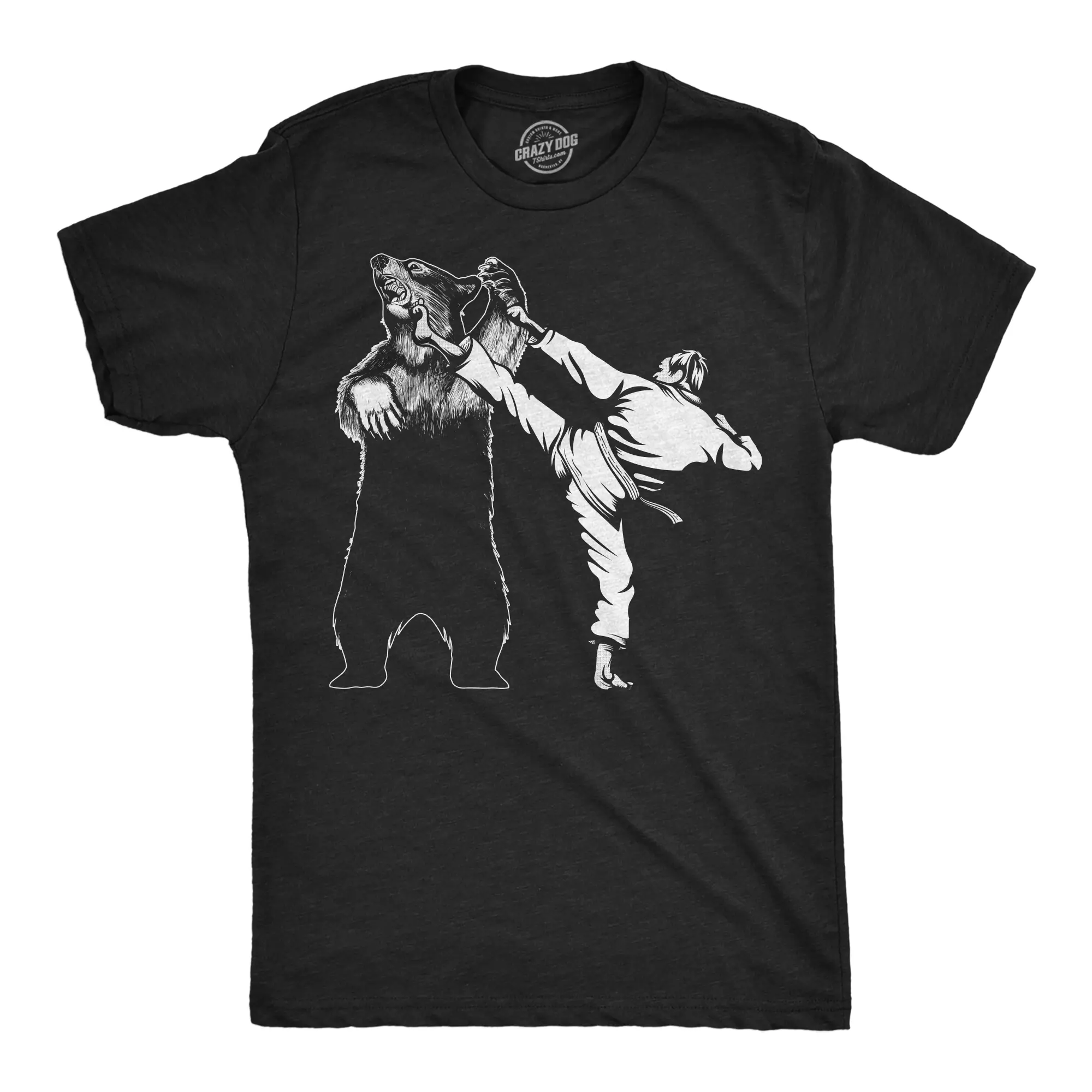 Mens Funny T Shirts Karate Kicked Bear Sarcastic Fighting Graphic Tee Mens Funny T Shirts Cool Vintage Fashion T-Shirt Gift Classic Menswear Sarcastic Apparel for Men Funny Animal Short Sleeve Novelty Tees for Black -