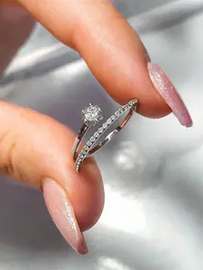 1 PC Glamorous Stackable Ring For Women For Valentine's Day Gift Wedding Anniversary Party Jewelry, Cubic Zirconia Rings