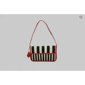 Trending Beaded Bags - Black Red Stripe with bag charm