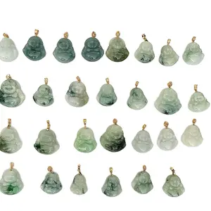 18k gold natural jade Buddha pendant