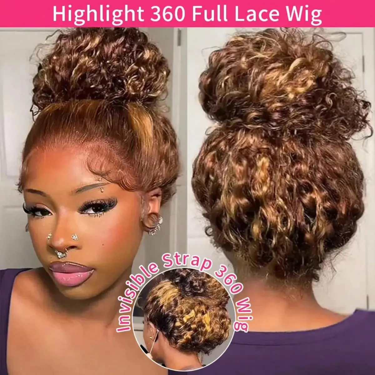 22 Inch 180 Density Human Hair Wig, Glueless 360 Lace Front with Invisible Strap 30 Inch 180 Density 360 Deep Wave Lace Front Wigs Human Hair  main image 2