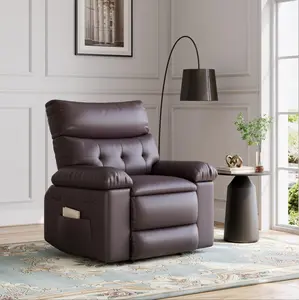 【GARVEE】Oversized Recliner Chair - Large Manual Recliner for Adults with PU Leather Upholstery, Ultimate Comfort Lazy Boy Design, 1.5X Sponge Filling, Easy Recline Mechanism, Available in Coffee, Grey, Beige, and Tan Colors