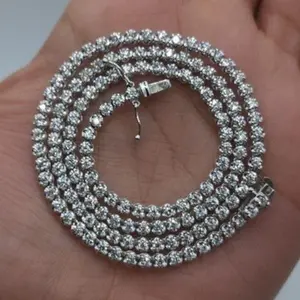 14Kt Gold 6 Ct Lab Grown 17 Inch Diamond Buttercup Tennis Necklace