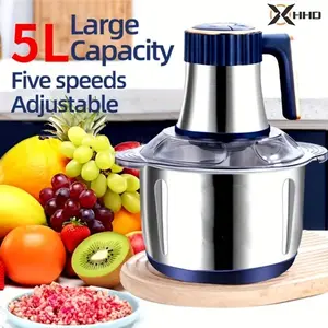 1.32 Gallon Electric Meat Grinder 5 Speed Stainless Steel Food Processor Large Capacity Grinder for Meat Garlic Chili Filling and Kitchen Prep