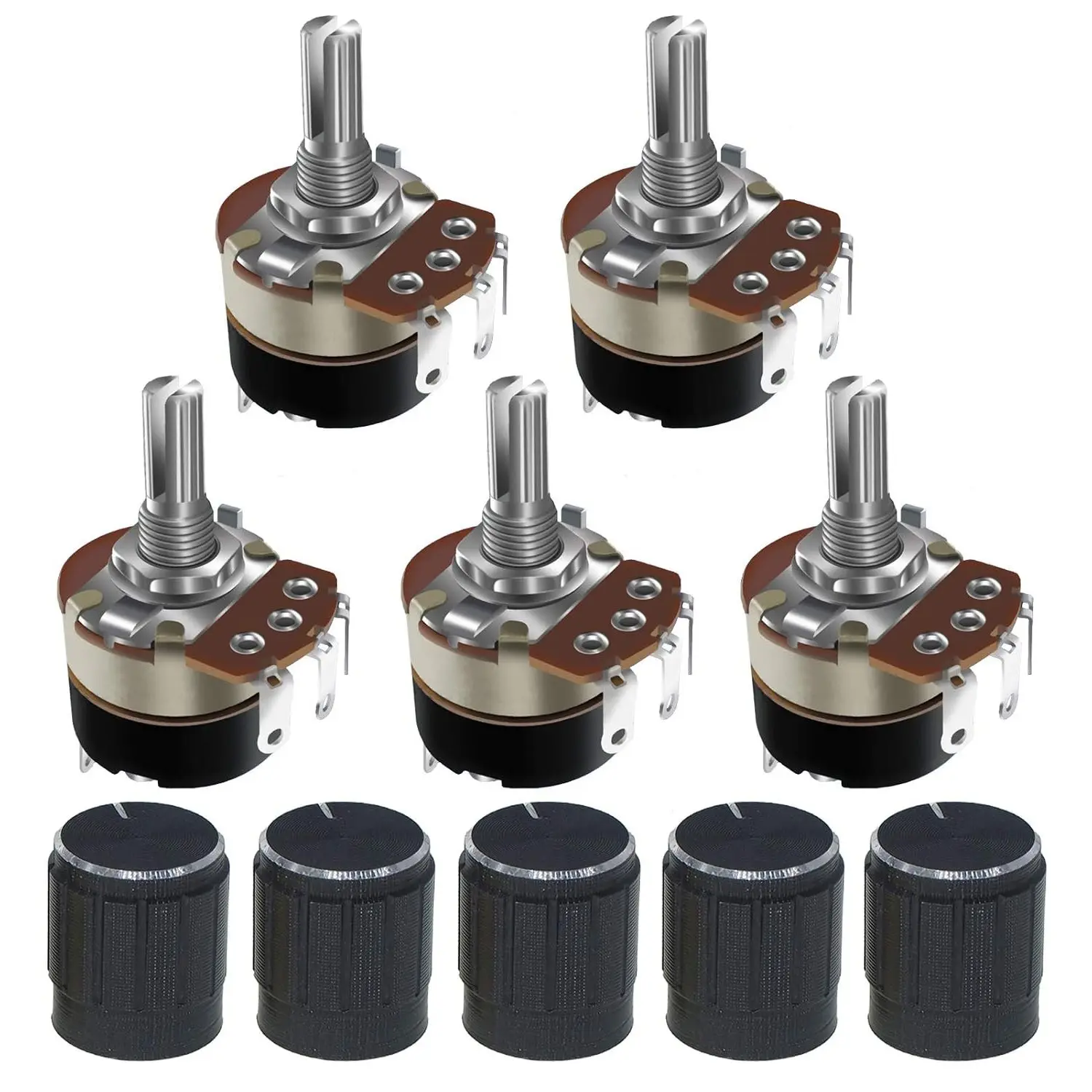 5PCS 10K Ohm Rotary Potentiometer with Switch