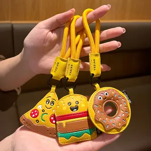 Cute Cartoon Food Series Bag Pendant Keychain, Hamburger Pizza Donut Design, Perfect for Handbags Shoulder Bags Wallets Backpacks Gifts, Keychain Kawaii, Trendy Cute Keychain
