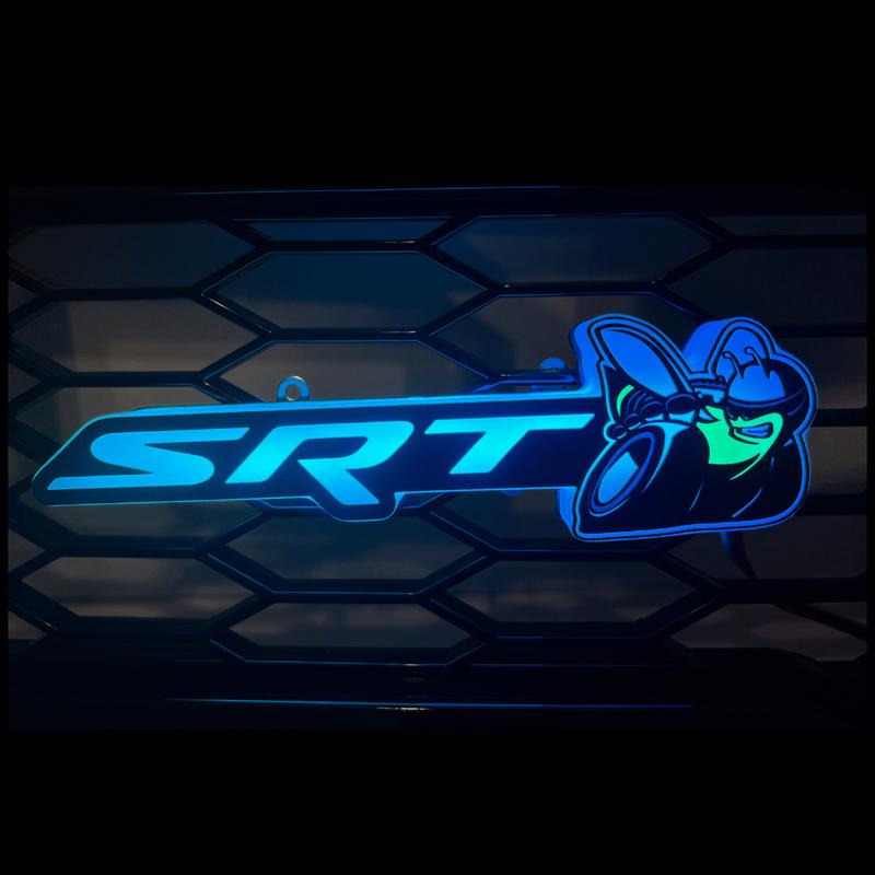 AutoJeweler Dodge SRT Scat Bee LED Grille Emblem, Color Version (RGB Flow-Series) - Dual Control Bluetooth App & Remote Included