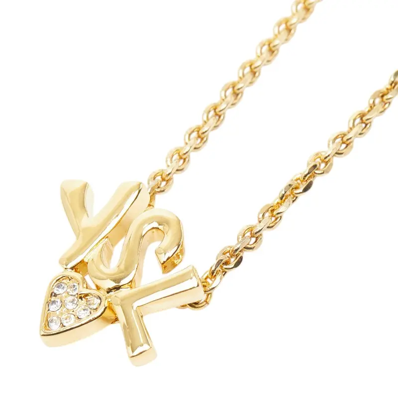 Pre-owned Yves Saint Laurent Stainless Small Leather Goods Saint Laurent YSL Heart Necklace