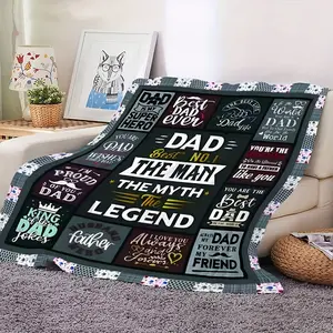 1pc Dad Themed Blanket - Contemporary Style Gift For Father From Daughter Or Son - Unique Birthday Present For Dads - Warm And Cozy Bedding With Inspirational Quotes For Fatherhood