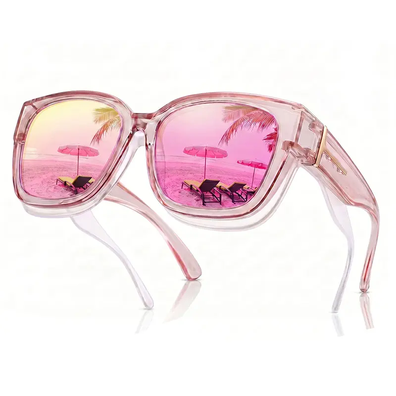 Unisex Oversized Fitover Sunglasses - UV400 Sun Shield, Glare Reduc., Fashionable Frames, Transparent Design, Street Style, Trendy Casual Eyewear, Summer Accessory Gift for Driving, Everyday Use