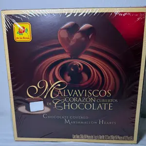 malvaviscos corazón cubiertos de chocolate