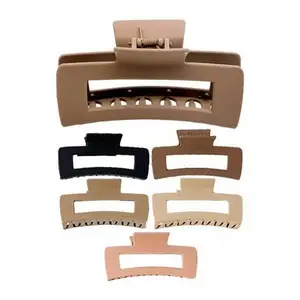 Wide Block Matte Earth Tone Hair Claw - 4 Inch