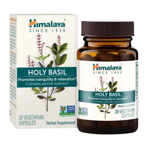 Himalaya Holy Basil - Adrenal Support for Stress Relief, Relaxation & Energy, 720 mg, 60 Vegetarian Capsules, Non-GMO, Gluten Free, Respiratory Support Supplement