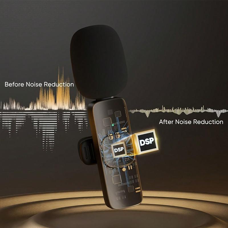 2 pcs Wireless Mini Microphones for iPhone, Android, iPad - Mini Wireless Clip-on Microphones Crystal Clear Sound Quality for Recording, Live Streaming,Vlog microfono minimic usb c interface smartphone