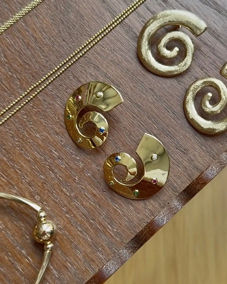 MULTI-COLORED BEZEL CZ SWIRL STATEMENT EARRINGS SAMPLE