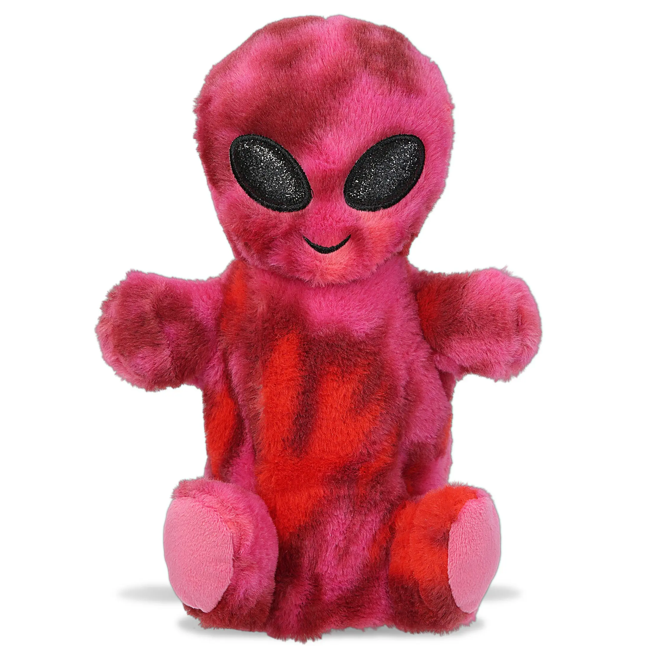 SUPER SOFT PLUSH HAND PUPPET - PINK TIE-DYE ALIEN