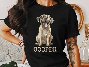 English Mastiff Happy Dog Illustration T-Shirt, Personalized Sweatshirt, Cute Pet Lover Tee, Mastiff Dog Owner Casual Wear, Animal Top