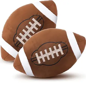 2 Pcs Plush Basketball Baseball Football Rugby Pillow Soft Fluffy Sports Stuffed Throw Pillow Cute Ball Cushion for Kids Chrismas Gift(Football, 11.8 x 7.8 Inch)
