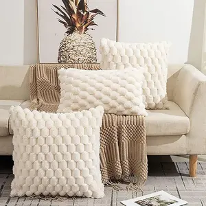 Ultra-Soft Comfortable Decorative Pillow Cover, Fuzzy Plush Artificial Fur Luxury Cushion Case, Sofa Bed Pillowcase, Living Room 18x18 Inch, Soft Furry Cushion