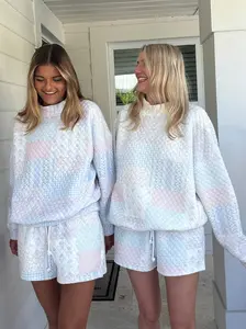 Shades Of Blue Quilted Pastel Mock-neck Sweatshirt