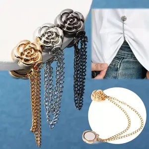 10pcs Camellia T-Shirt Button Set, Adjustable Short Sleeve Adjustment, Hem Fixed, Pin, Cuff Regulator, Elegant Decorative Buttons, Durable Metal Adjuster