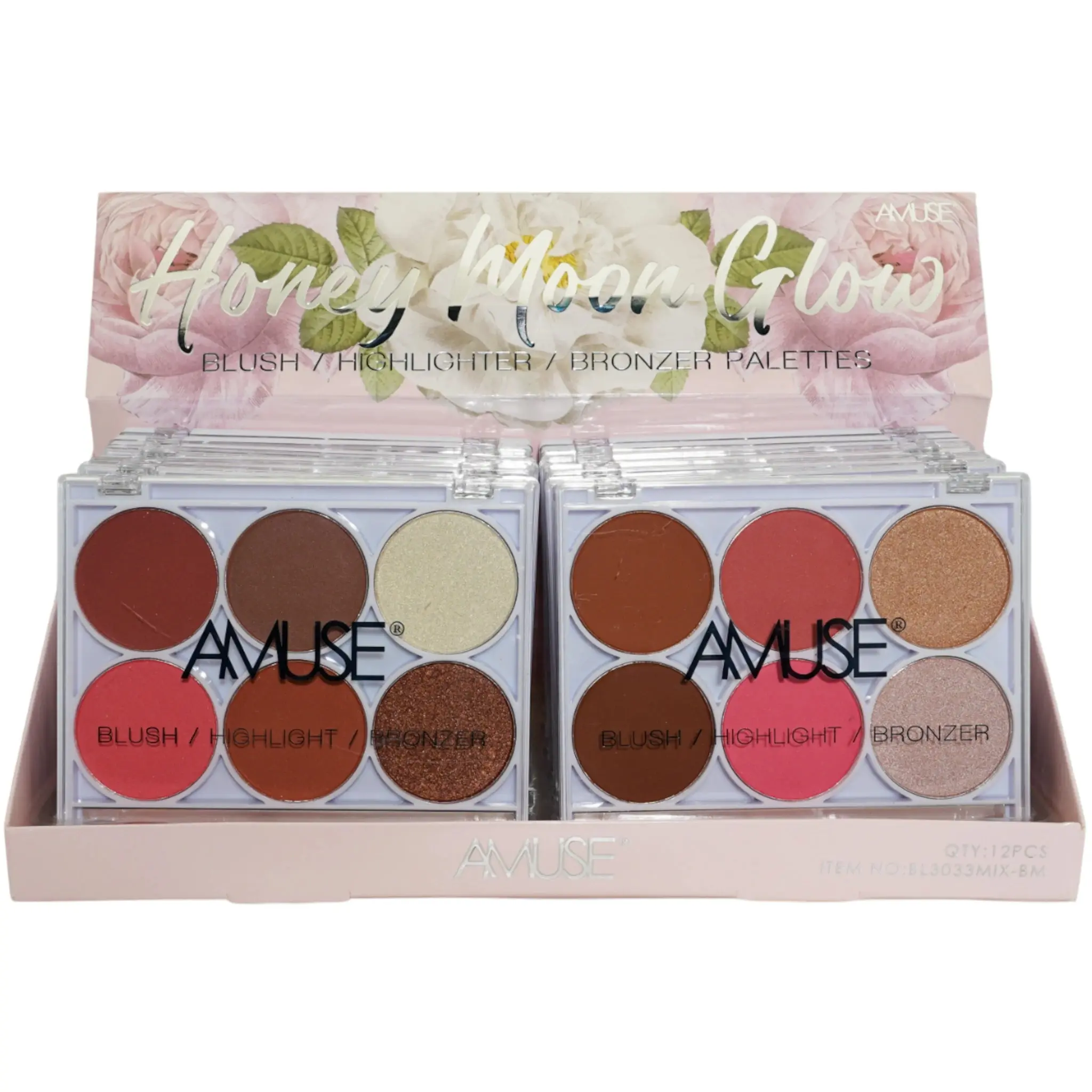 Rubor Brillo Luna de Miel Amuse - Venta al por Mayor Display 12 Unidades (BL3033MIX-BM)