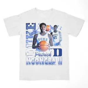 Patrick Ngongba II Duke Basketball Graphic T-Shirt, Basketball Fans Game Day, Men's Tops