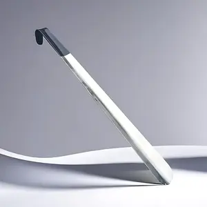 Stainless Steel Long Handle Shoe Horn, Heavy Duty Metal Shoe Helper for Seniors Men Women, Anti-Rust Shoe Spoon for Boots High Heels