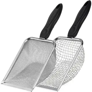 2Pack Reptile Substrate Scooper, 2mm and 5mm Fine Mesh Cat Litter Shovel, Climbing Pet Excrement Sifter, Stainless Steel Litter Cleaner, Bearded Dragon Metal Rake for Sand Bedding Aquarium - Home Improvement.