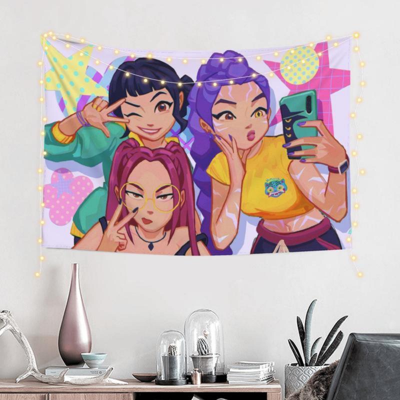 Kpop Demon Hunters Tapestry 40*60INCH Wall Hanging Vibrant Birthday Party Background Banner for Living Room Bedroom Dorm Decoration Perfect Gift