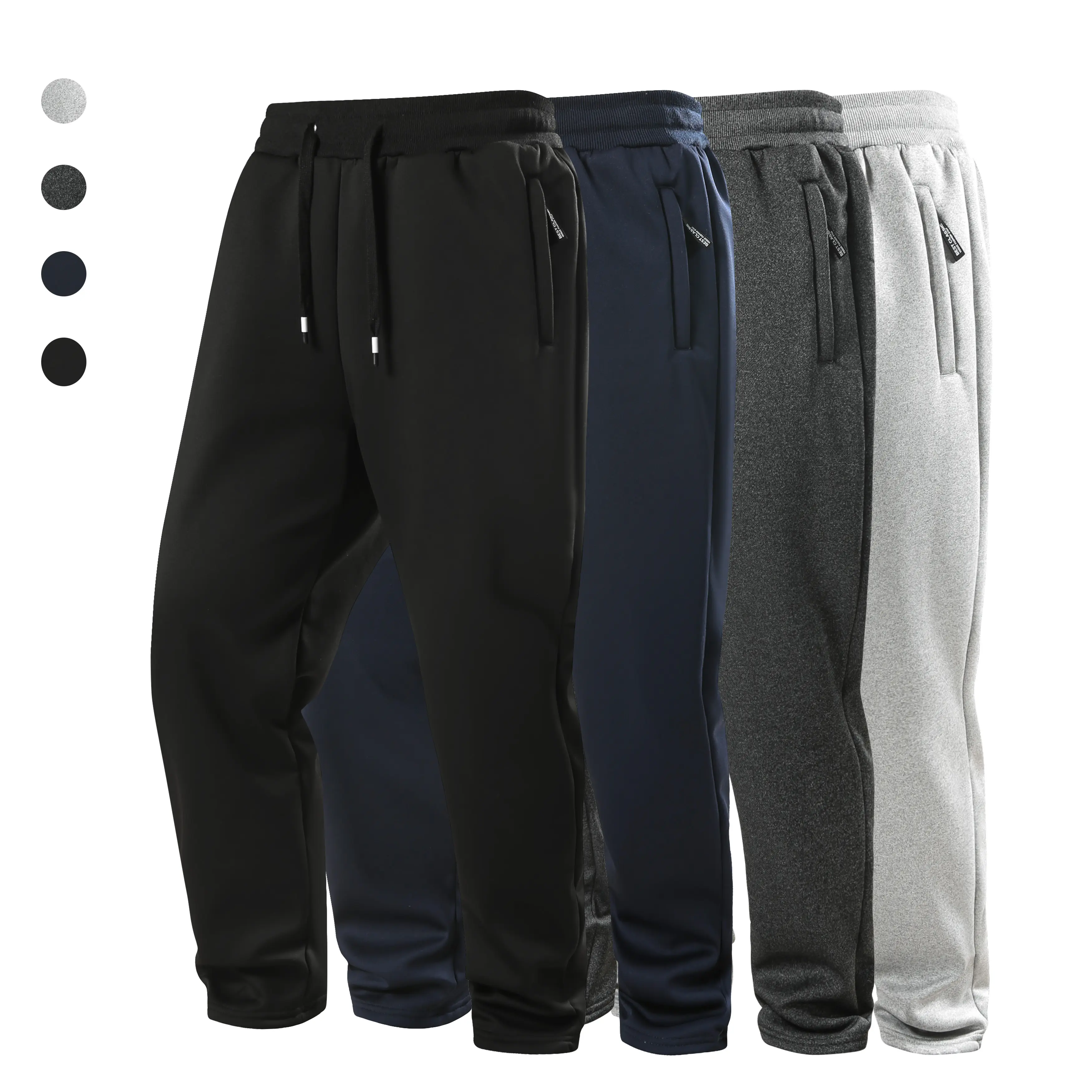 Men’s fleece sweatpants, available in 3-pack or 2-pack options; thick, fleece-lined straight-leg pants for autumn/winter; warm, casual, versatile long pants