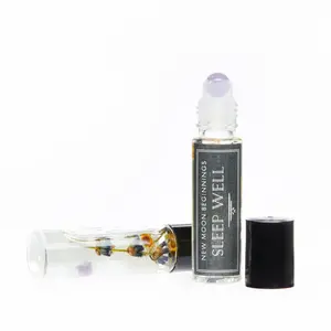 Sleep Well Oil Roller Bottle - Lavender Chamomile Essential oil - roller bottle crystals - amethyst selenite celestite sleep aid rollerball