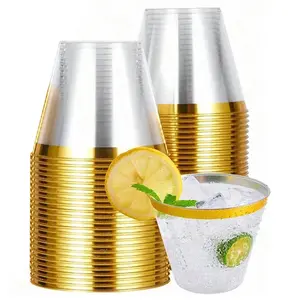 9oz Heavy-Duty Plastic Party Cups Disposable Cups 25/50 Pack – BPA-Free, Recyclable, Sturdy Drinkware Ideal for Weddings, Gatherings, Travel & Daily Use