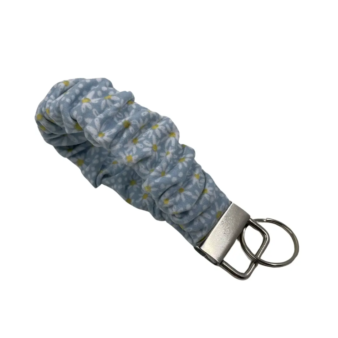The DAISY DAYDREAMS Scrunchie Keychain - Soft Stretch Fabric with Double Ring for Keys, IDs & Hand Sanitizer - 7" Wristlet - USA Made