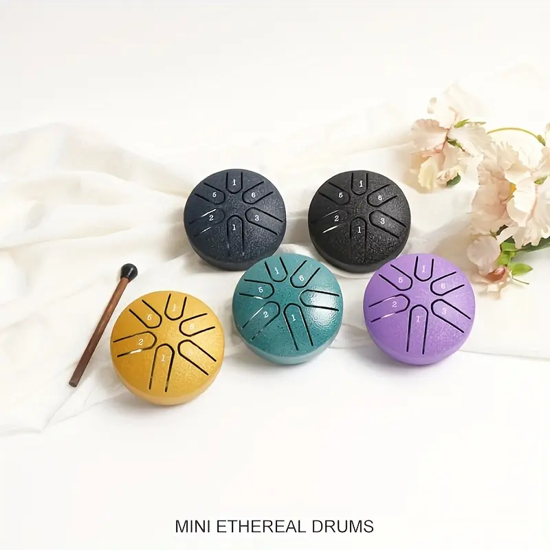 Steel Tongue Drum 3 Inch 6 Notes, Mini Hand Drums Tank Drum, Musical PercussionInstrument With Mallets And Music Book, Percussion Instrument For MusicEnlightenment, Camping Or Yoga Meditation
