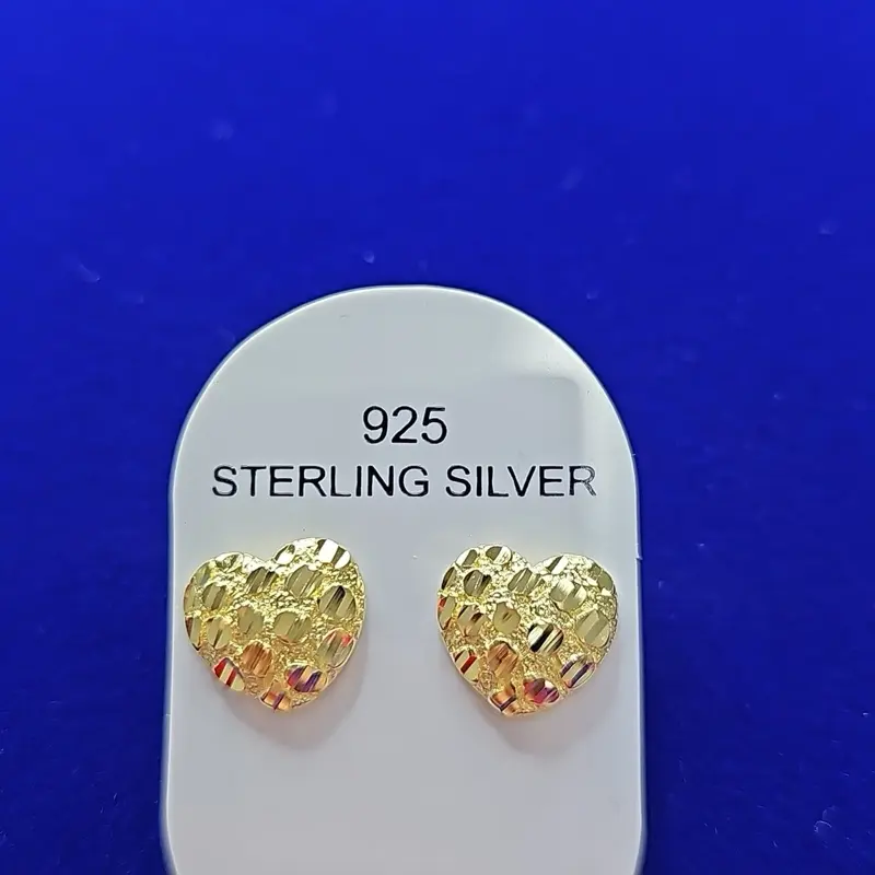 Sterling Silver Small Heart Nugget Shaped earrings