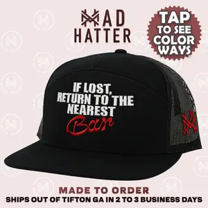 Nearest Bar Embroidered Trucker Hat Snapback Adjustable (Up To Size 8 Head) Gift Cap