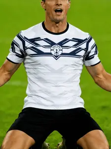 Men's Tottenham Style Football Jersey, Geometric Pattern Short Sleeve Soccer Shirt, Casual Sports Fan Gear for All Seasons